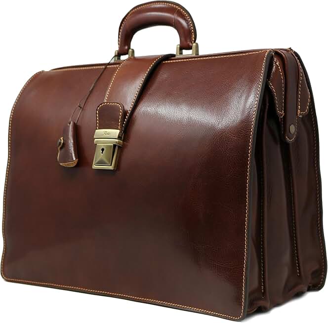Floto Ciabatta Leather Lawyer Business Briefcase Attache in Brown Men's
