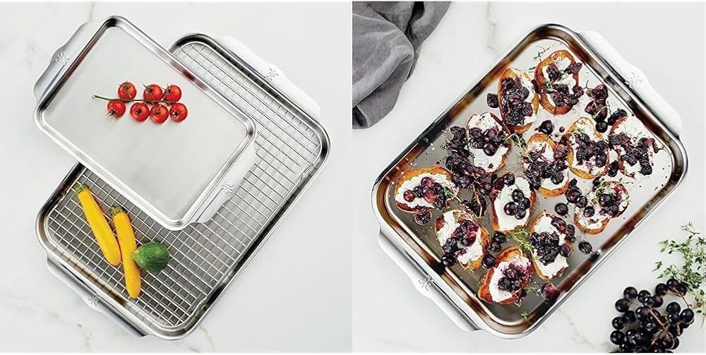 Hestan OvenBond Collection Stainless Steel Baking Sheet Set, 3-Piece and 12-Inch x 15-Inch Tri-ply Medium Sheet Pan