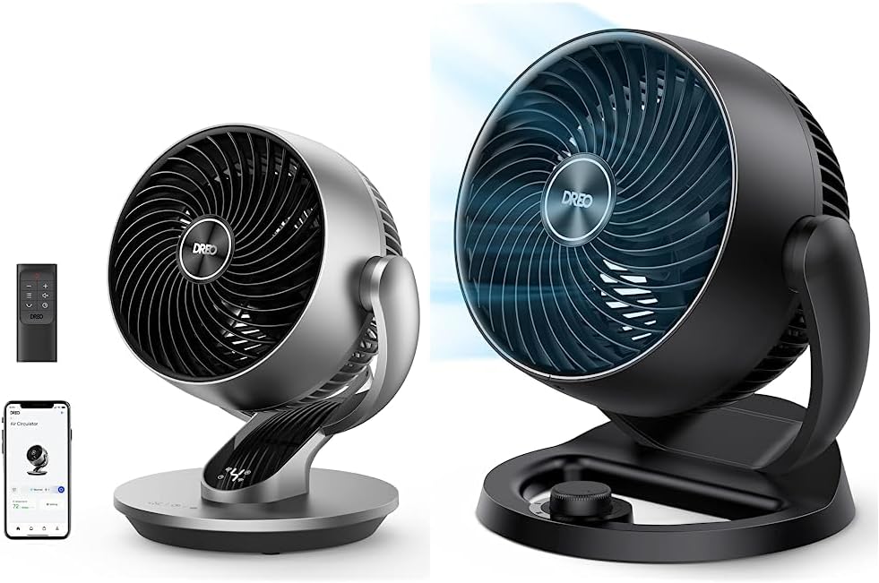 Dreo Smart Fans for Home, Powerful 70 ft Whole Room Air Circulator Fan, 120°+90° Oscillating Quiet Fan for Bedroom with Voice Control & Fans for Home Bedroom, Table Air Circulator Fan