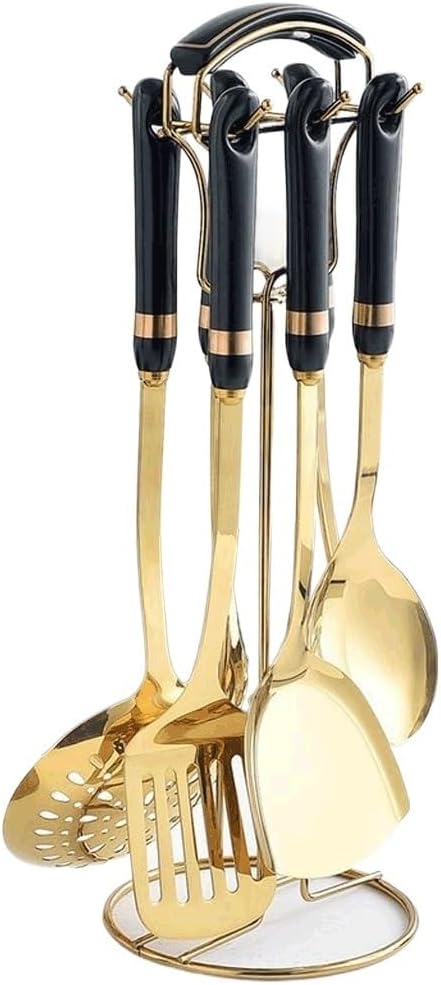 Kitchenware Set Ceramic Stainless Steel Kitchenware Stainless Steel Cooking Spoon Gift Set(Black)