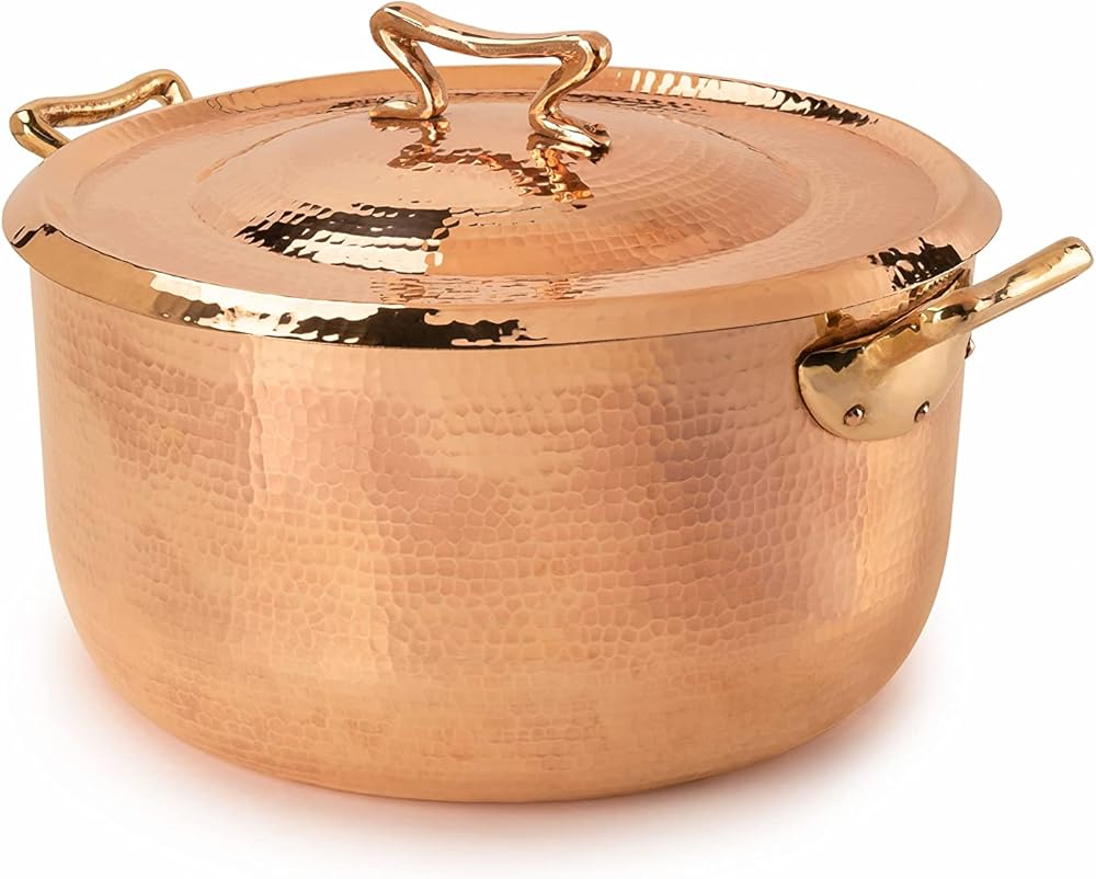 Amoretti Brothers Copper 5.7 qt Dutch Oven with Lid, Tin Lining