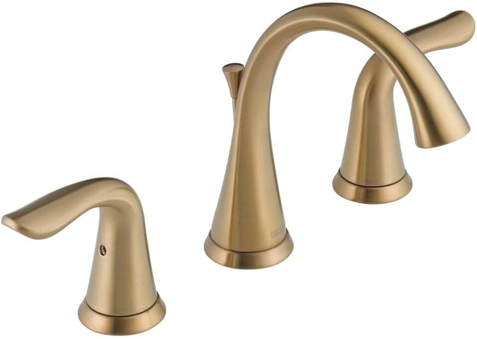 Delta Faucet Lahara Widespread Bathroom Faucet 3 Hole, Gold Bathroom Faucet, Diamond Seal Technology, Metal Drain Assembly, Champagne Bronze 3538-CZMPU-DST, 5.00 x 16.00 x 5.00 inches