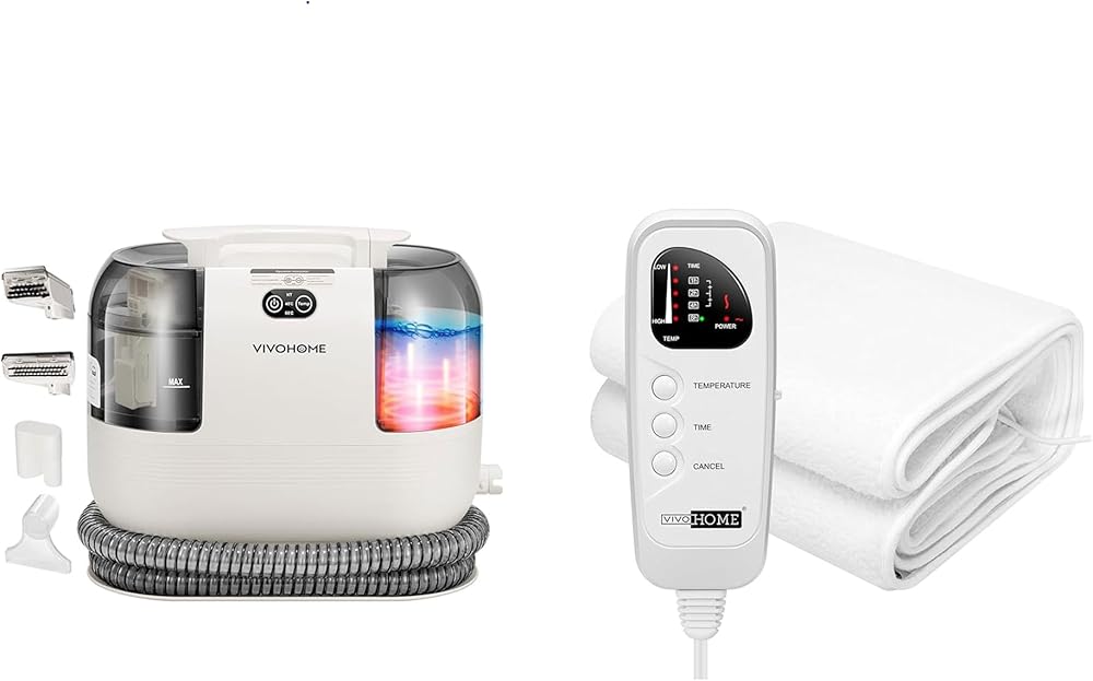 VIVOHOME Portable Multipurpose Carpet Cleaner Machine, 15s Fast Heating Spot Cleaner for Upholstery with VIVOHOME Massage Table Warmer with Timer and 5 Heat Settings from 68℉ to 131℉