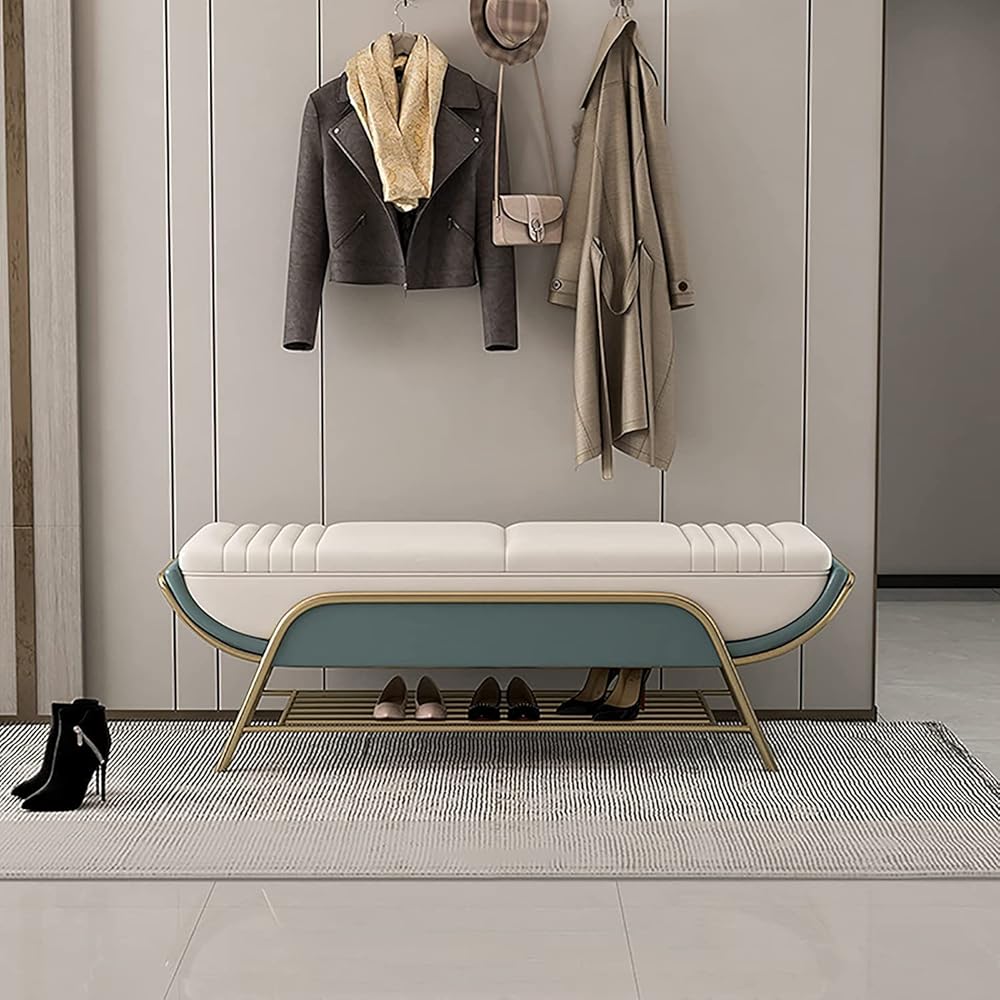 Shoe Storage Bench Entryway Hallway Furniture, Shoe Bench Nordic Modern Shoe Changing Stool Bedroom Bed End Stool Entryway Shoe Rack Bench for Hallway Living Room Corridors(A)
