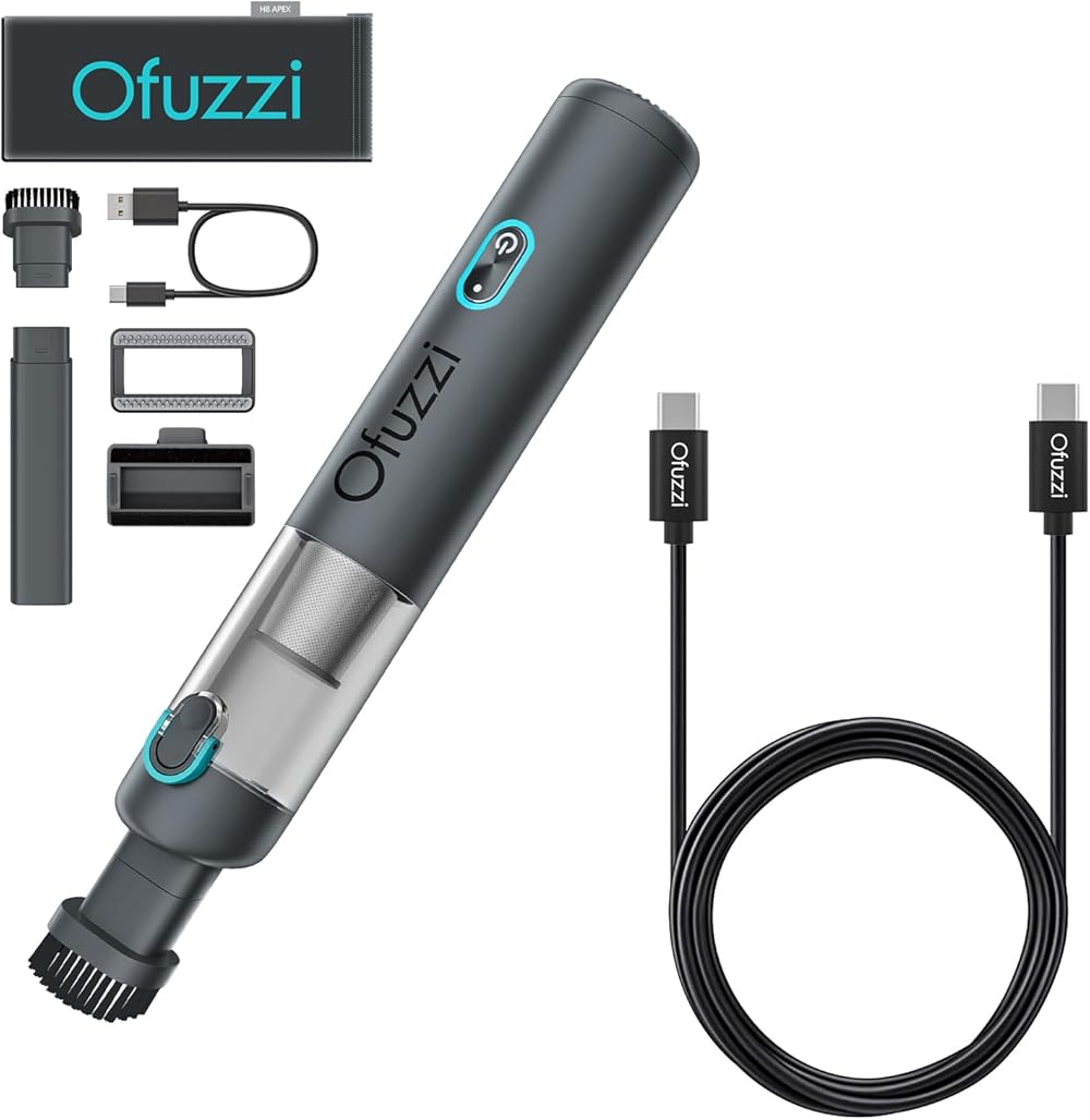 Ofuzzi H8 Apex Cordless Handheld Vacuum Gray and Fast Charging Cable