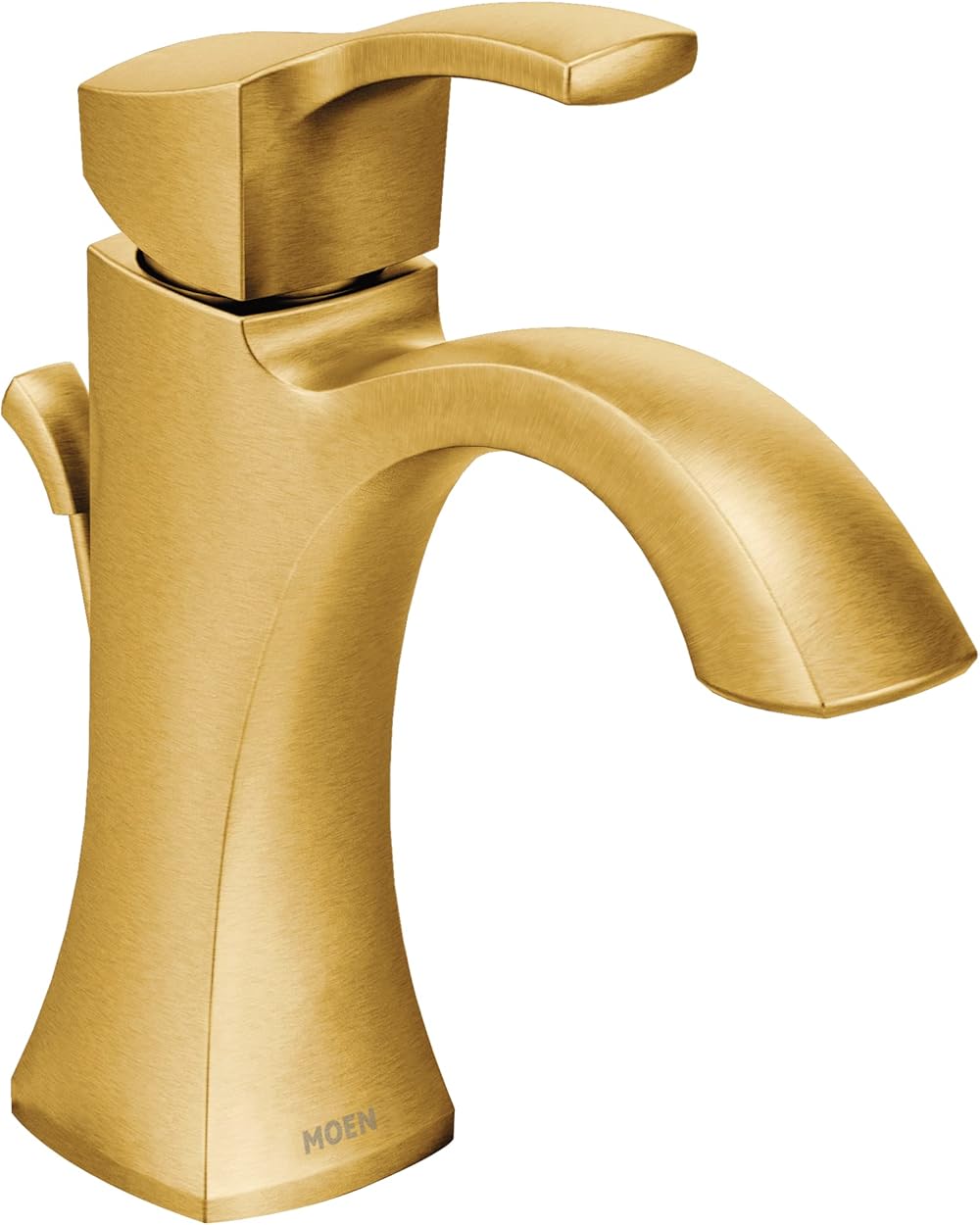 Moen Voss Brushed Gold One-Handle High-Arc Bathroom Faucet with Drain Assembly for Single-Hole Sink, 6903BG