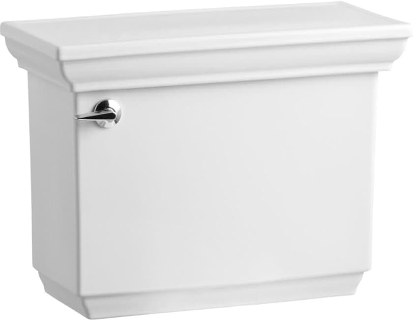 KOHLER K-4642-0 Memoirs Stately Toilet Tank with Left-Hand Trip Lever, Toilet Tank Only with Class Five Canister, 1.6 GPF, White