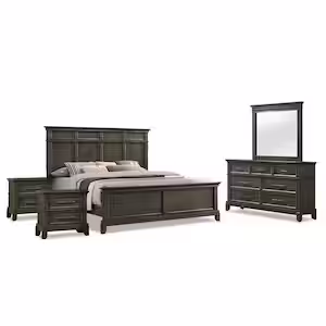 Furniture of America Emery Point 5-Piece Gray Wood Queen Bedroom Set with Care Kit