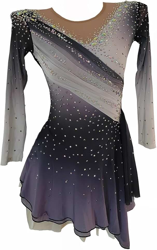 Figure Skating Dress Purple-black Gradient Gradient Mesh Diamond Competition Performance