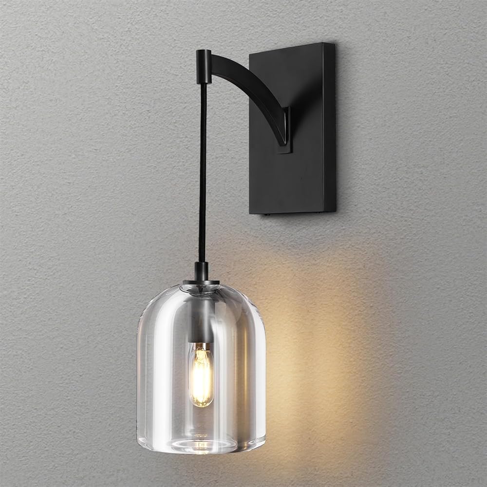 Modern Crystal Wall Sconce,Black Wall Sconce,Bathroom Sconces,Indoor Black Sconces Wall Lighting,Bedroom Wall Sconces,Bathroom Vanity Light Fixtures,includes Bulbs