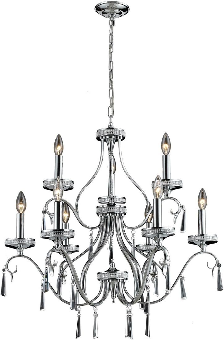Elk 82056/6+3 Nine Light Chandelier, 28 by 30-Inch, Chrome