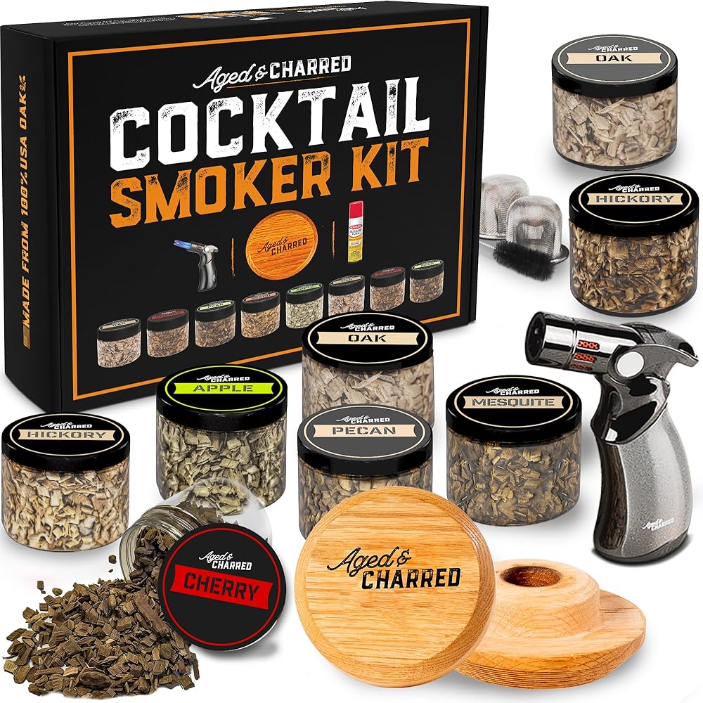 Cocktail Smoker Kit with Torch and Wood Chips Bold Bundle for Whiskey and Bourbon (Butane Not Included) - Smoke Lid an Old Fashioned Drink Smoker Kit and Whiskey Smoker Infuser Ki