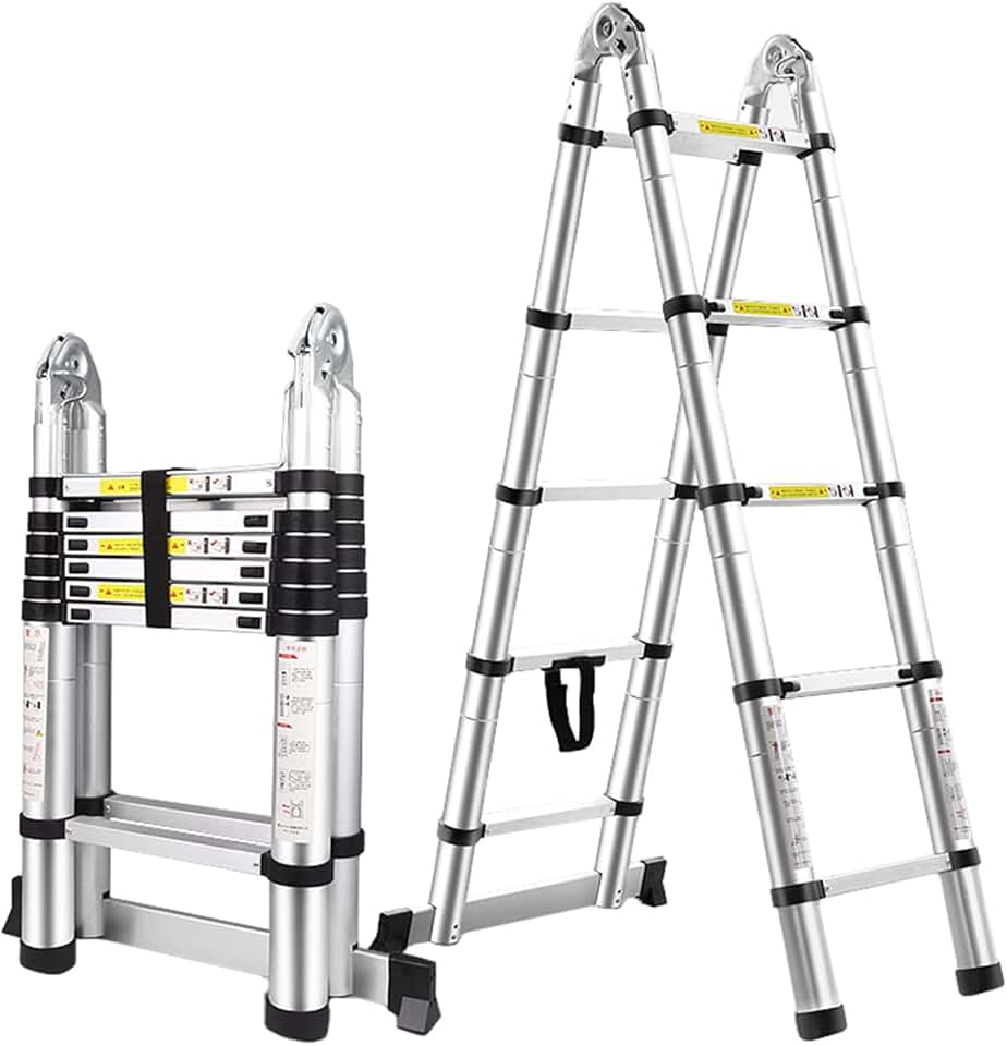 Telescopic Ladder Heavy Duty Dual-use Telescoping Ladder Foldable, Home/Loft/Office/Industrial Telescopic Ladder, Lockable Extension Climbing Ladder (Size : 5m/16.4ft)