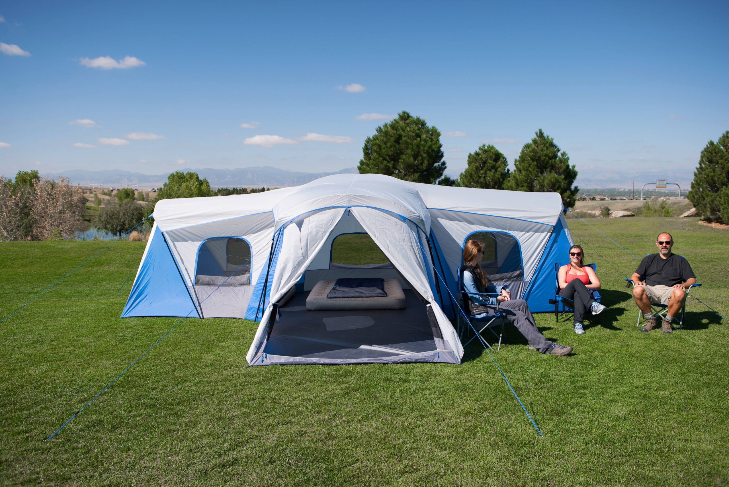 Ozark Trail 16-Person 3-Room Family Cabin Tent, with 3 Entrances