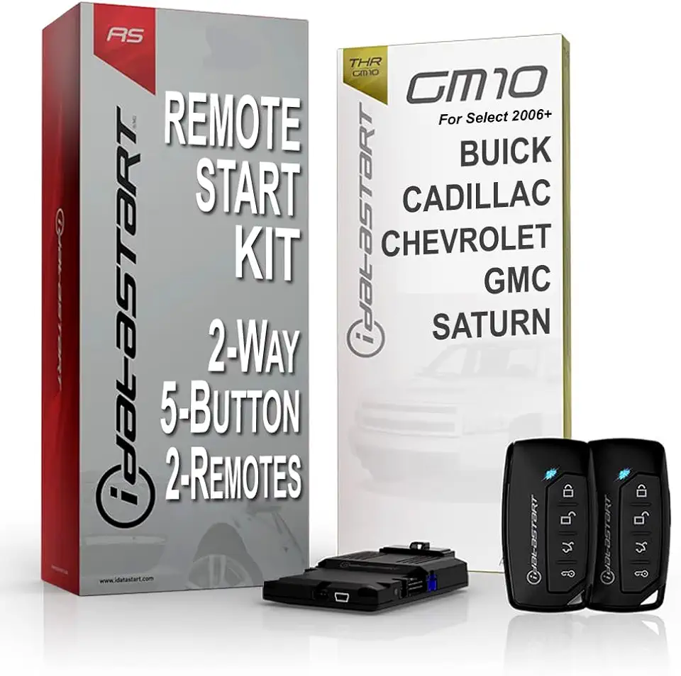 iDataStart Remote Starter KIT for Select Buick/Cadillac/Chevrolet/GMC/Saturn Vehicles 2006+ w/3000ft Range (2-Way, 5-Button, 2-Remotes)