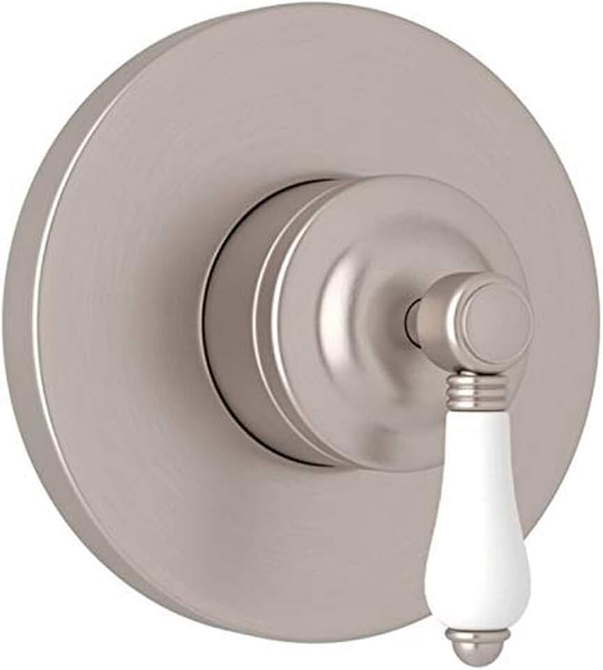 Rohl A2700NLPSTNTO Kit Trim Package for Country Bath Four Port Three Direction Diverter Trim Only New Style with Porcelain Lever and Sleeve, Satin Nickel