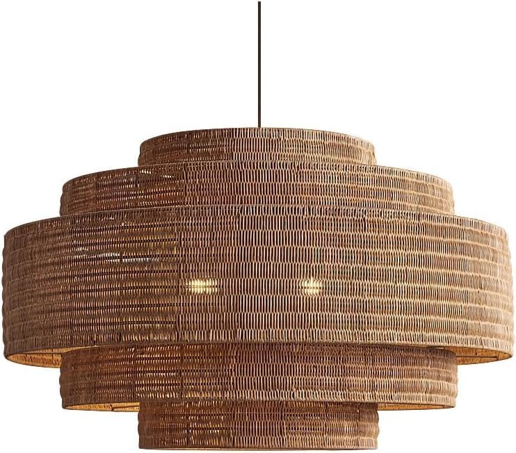 Vintage Style Bamboo Living Room Chandelier Retro Rural Farmhouse Japanese-Style E27 Dining Room Pendant Light Zen Chinese-Style Hotel Kitchen Island Restaurant Tea Room Rattan Pendant Lamp