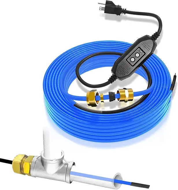 In Pipe Heating Cable Prevents Pipes from Freezing, YeloDeer Internal Self-regulating Heat Trace Cable for Safe Drinking Water, 120 V 65 ft.