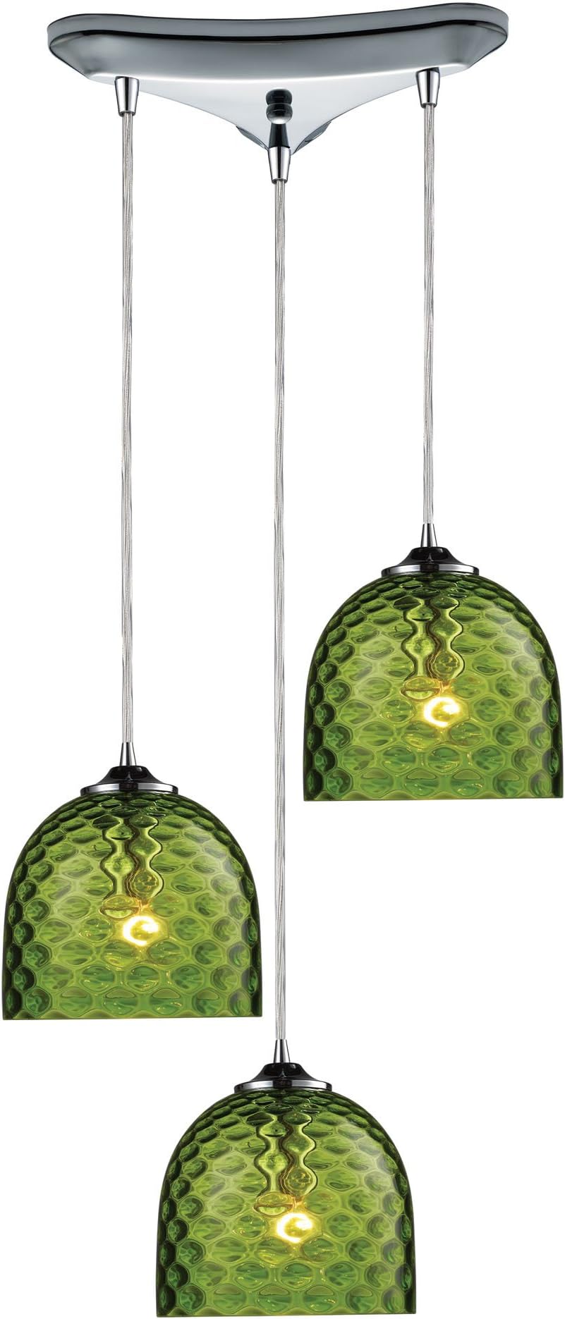 Elk 31080/3GRN Viva 3-Light Green Pendant in Polished Chrome