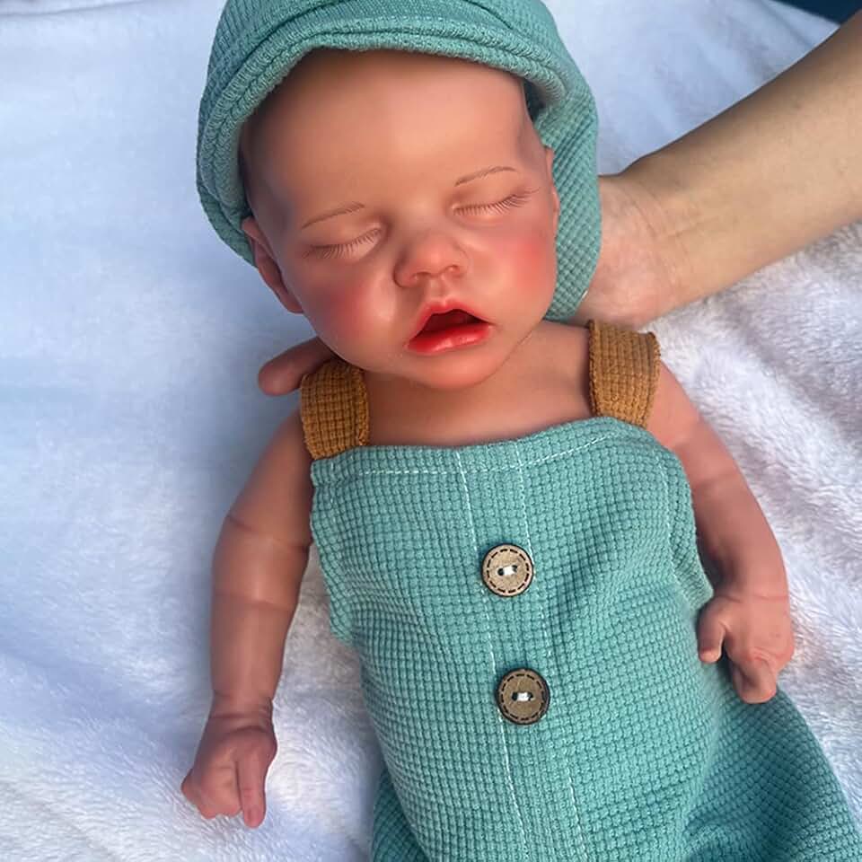18 Inch Super Soft Full Silicone Reborn Doll Tan Cuddle Baby Artist Painted Newborn Girl Fake Baby Anatomically Correct