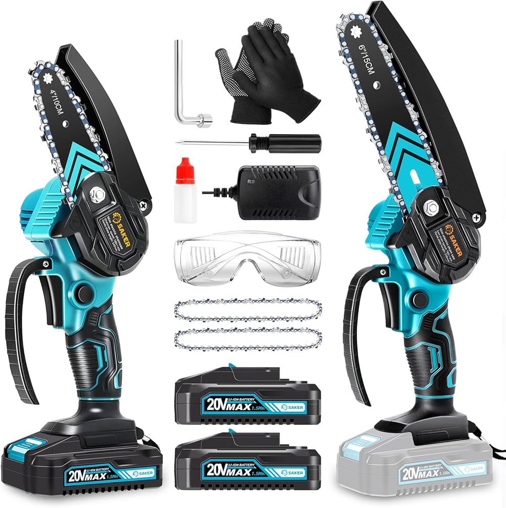 Saker Mini Chainsaw,6 Inch Portable Electric Chainsaw Cordless and Saker Mini Chainsaw,Portable Electric Chainsaw Cordless