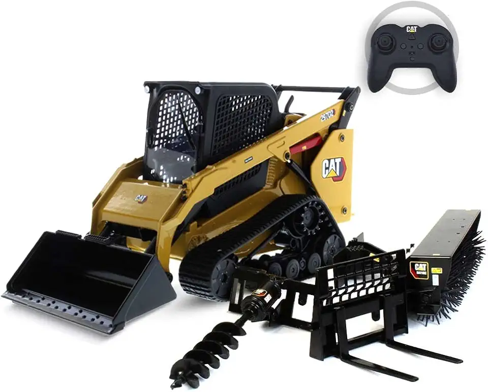 Diecast Masters RC Cat 297D2 Multi Terrain Loader | Fully Functional Radio Control Loader | 1:16 Scale Model Remote Control, RC Caterpillar Truck Accessories | CAT Yellow Diecast Model 28008
