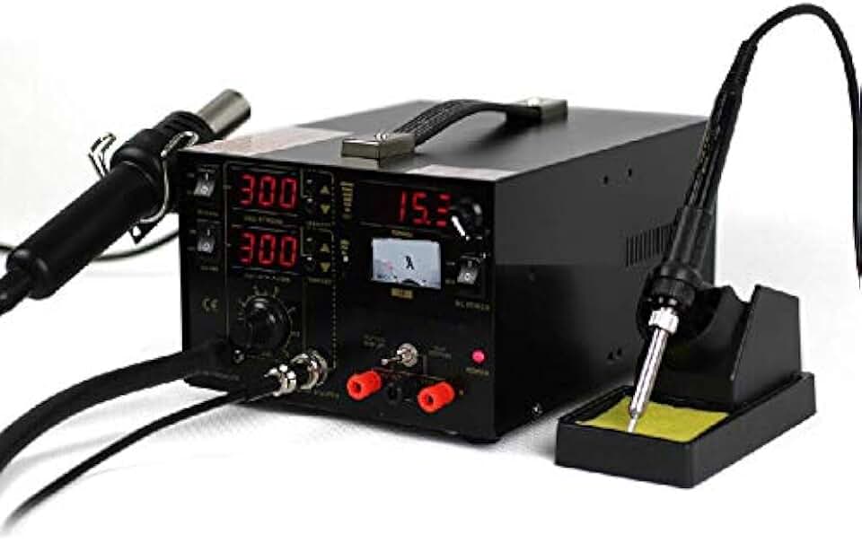 GOWE 3 in 1 Pump Type Hot Air Rework Station Heat Gun Soldering Station With DC Power Supply