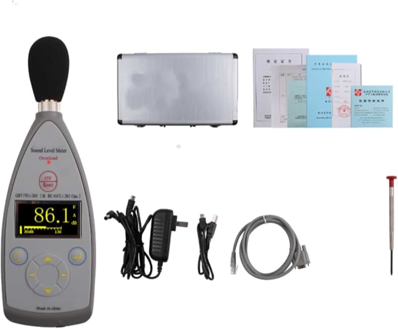 Class II Sound Level Meter Tester Digital Sound Decibel Meter with Integrating and Statistical Analysis Function Frequency Range 20Hz~12.5kHz Meas.Range 30dB(A)~130dB(A) 8000 Groups Data Storage