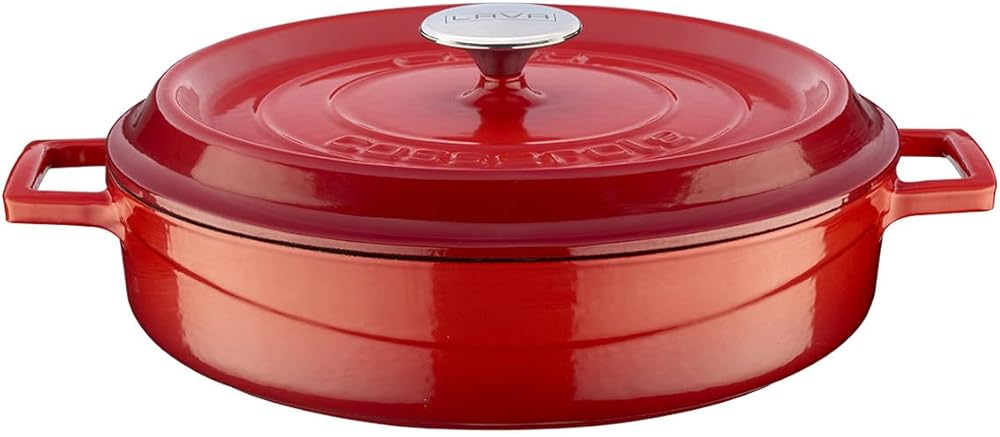 Lava Signature Enameled Cast-Iron Multi-Purpose Braiser Oven - 3-1/2 Quart, Cayenne Red