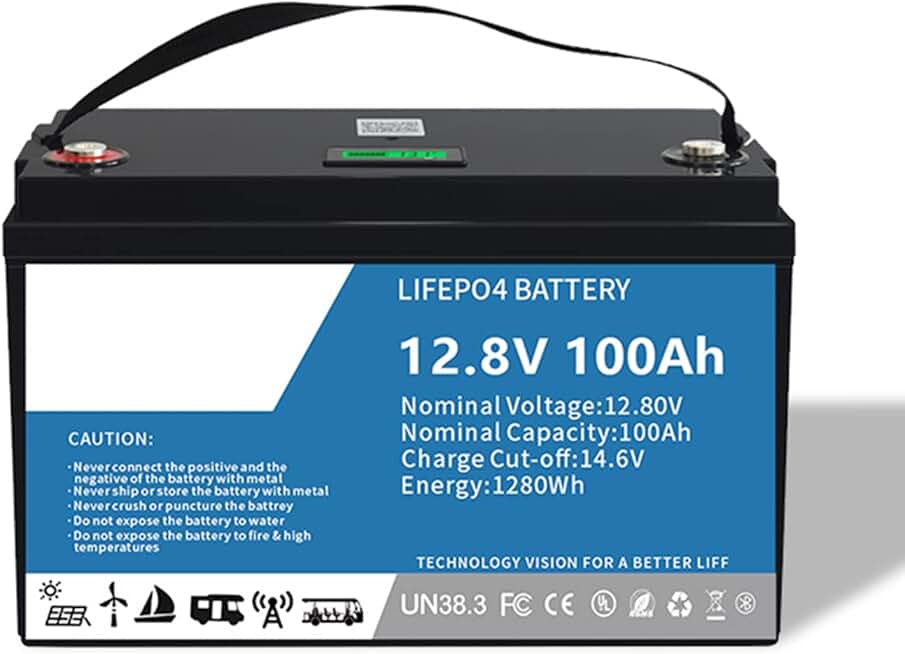 12.8V 100Ah Deep Cycle Lithium Iron Phosphate Battery, for Off-Grid Application/Home Energy Storage/Solar Backup Power/Golf Cart, Etc