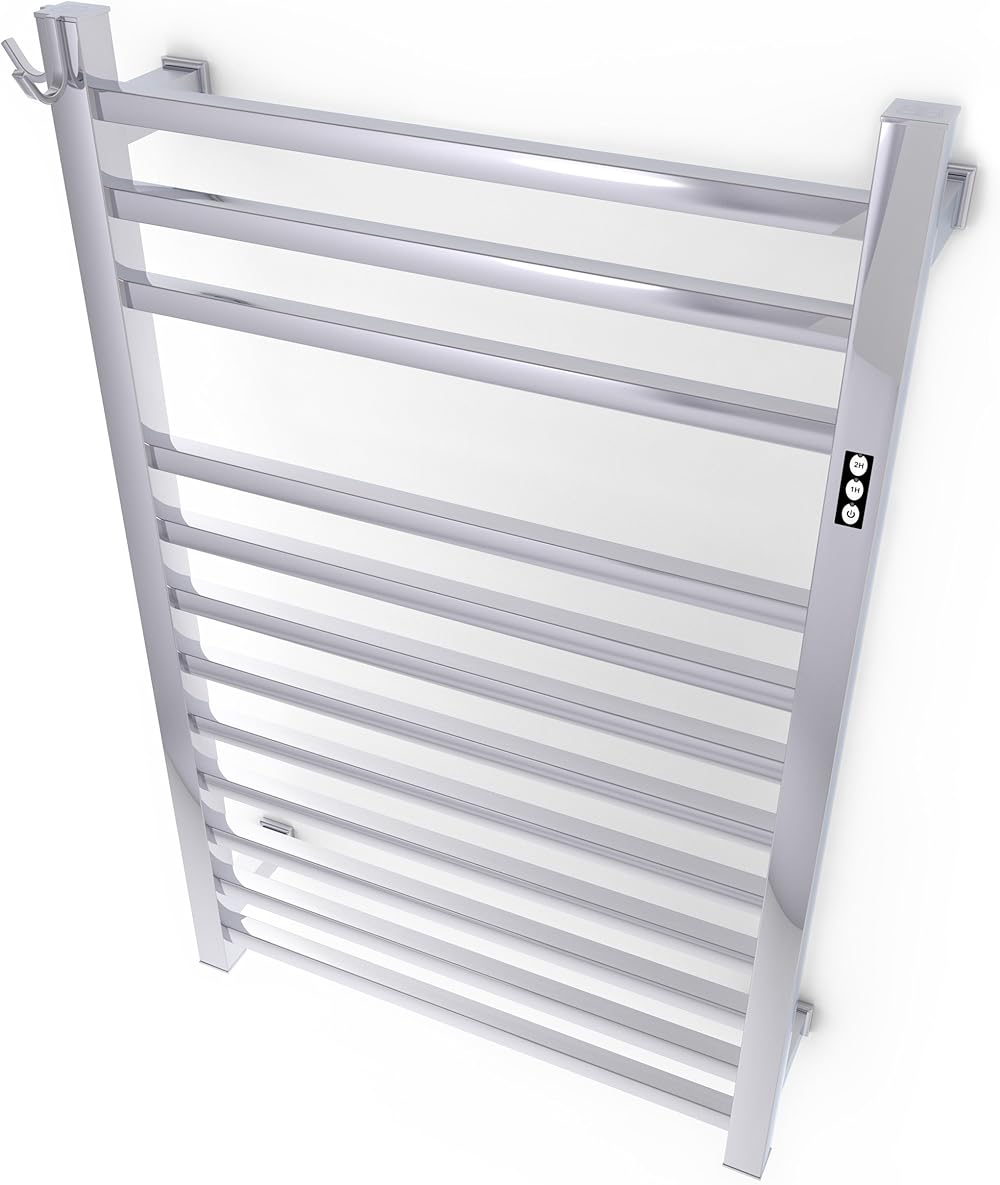 Brandon Basics Wall Mounted Electric Towel Warmer with Built-in Timer and Hardwired and Plug in Options (Polished)