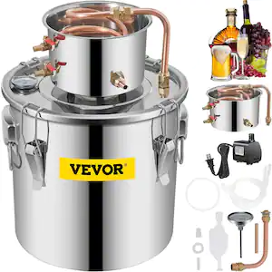 VEVOR 8 Gal. Stainless Steel Water Distiller Machine 120-Cup Build-in Thermometer Distillery Kit with Circulating Pump