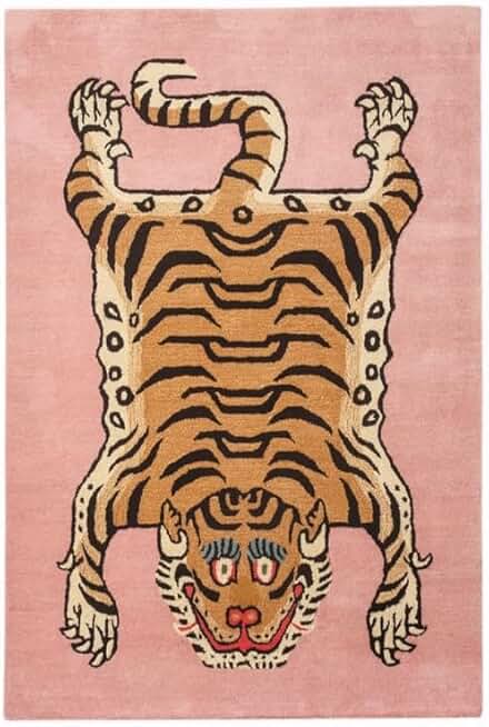 Tiger Face Hand Tufted Animal Pattern Rug Handmade Wool Area Carpet Living Room Bedroom Kids Room Dining Room