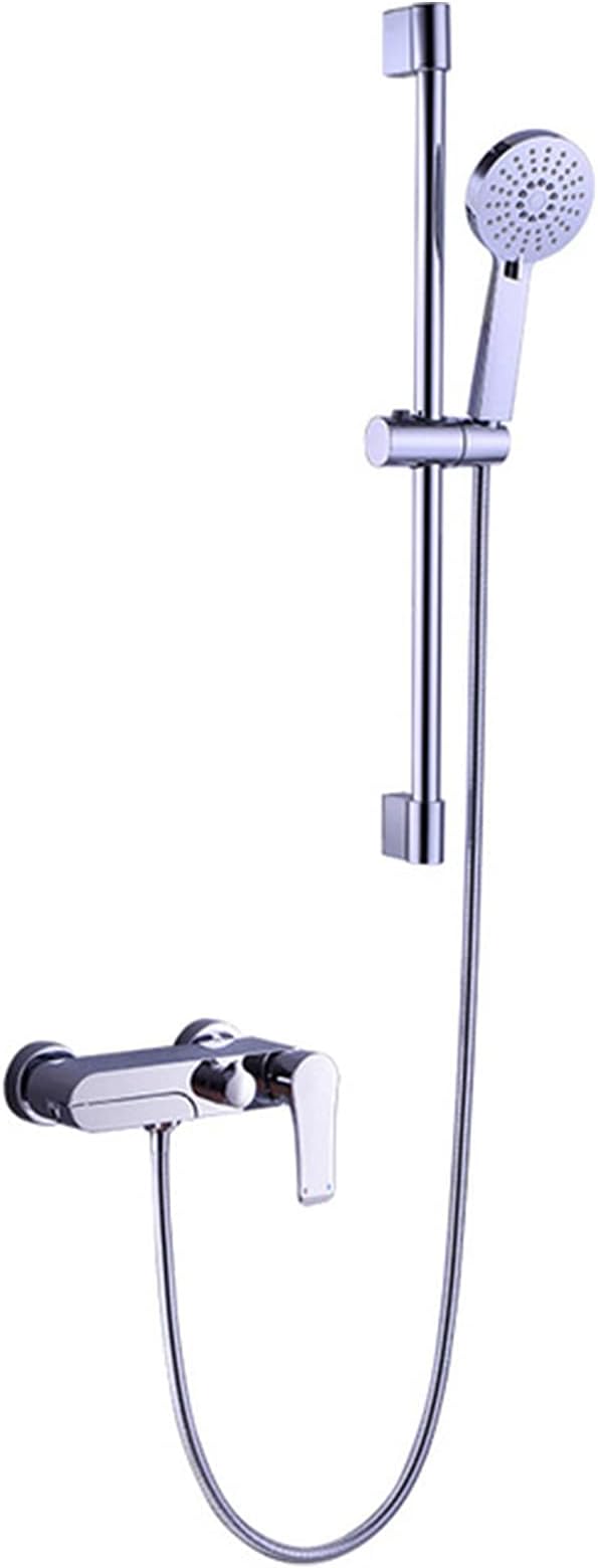 Shower Faucet Set, Bathroom Hot And Cold Water Mixer Tap, Wall-Mounted All Copper Bathtub Faucet, Hidden Spout Faucet, ABS Three-Function Hand Shower,Silver