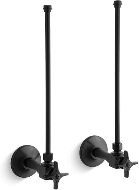 Pair 3/8-in NPT angle supplies with stop, cross handle and annealed vertical tube