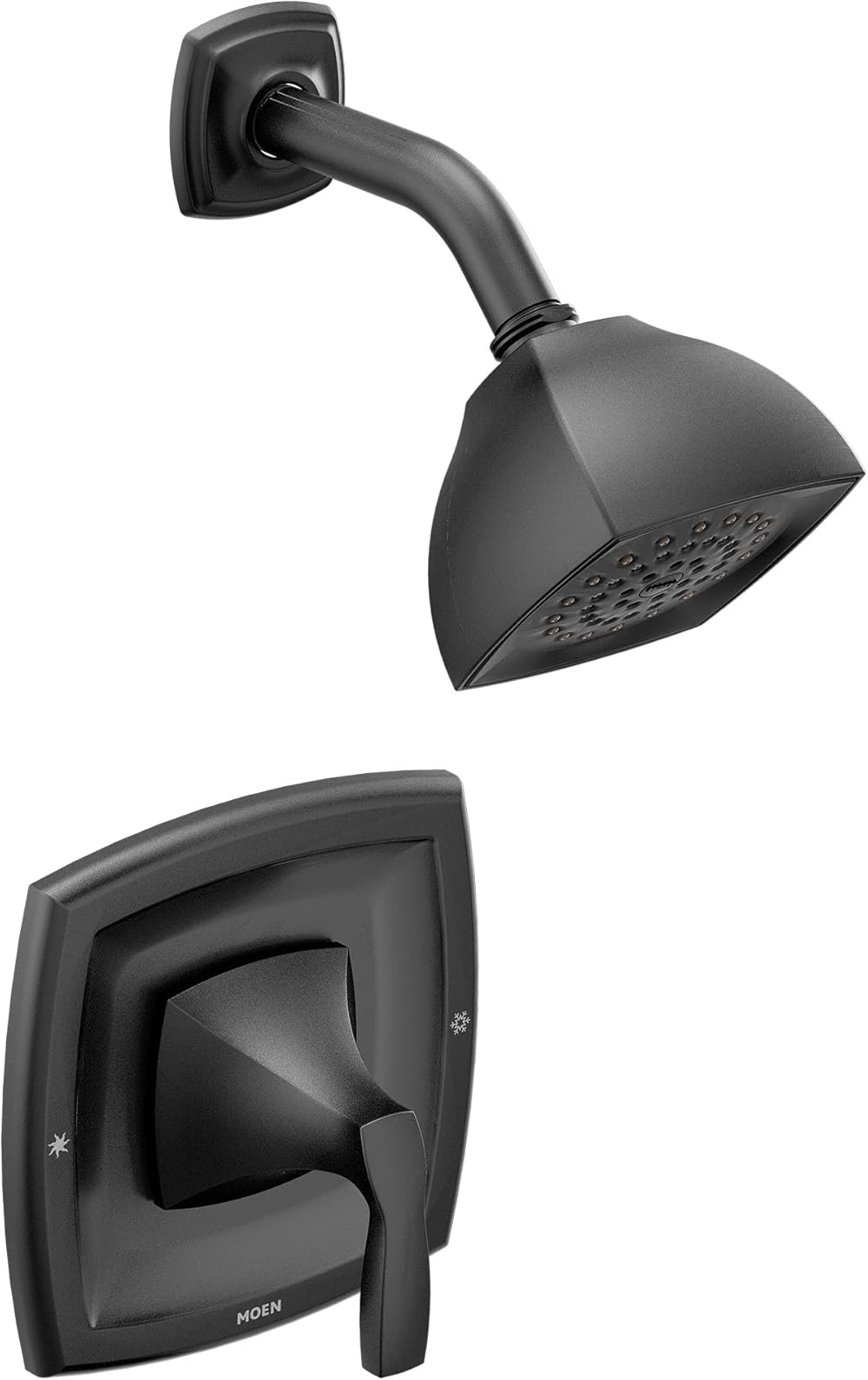 Moen T2692EPBL Voss Posi-Temp Pressure Balancing Shower Trim Kit with Eco-Performance Showerhead, Valve Required, Matte Black