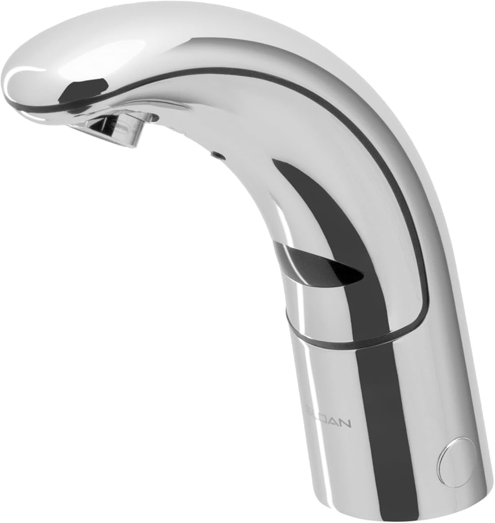 Sloan Optima EAF-150 Sensor Activated Touch-Free Faucet, Commercial Grade w/Mounting Hardware - 0.5 GPM Battery-Powered Deck-Mounted Mid Body, Polished Chrome Finish, 3335109