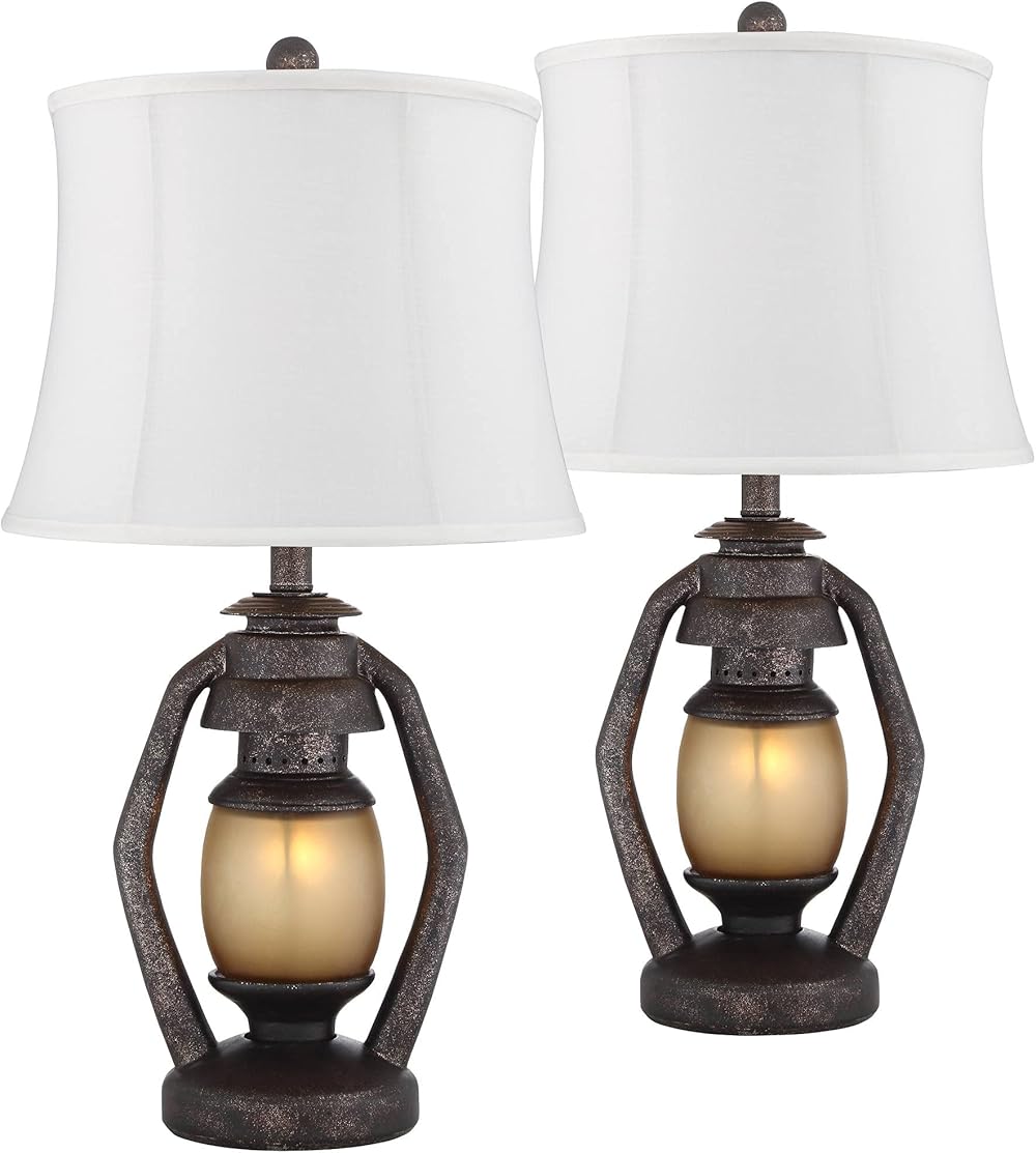 Franklin Iron Works Horace Rustic Farmhouse Industrial Table Lamps 25.25