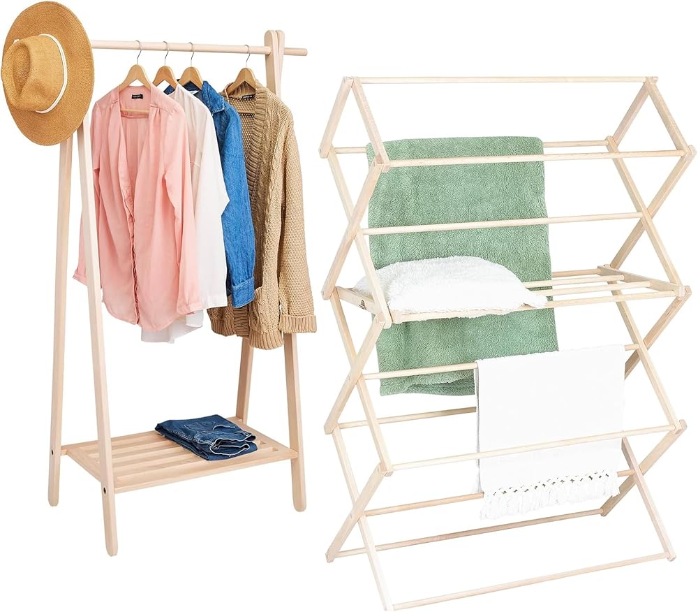Pennsylvania Woodworks Handcrafted Maple Garment Rack & Solid Maple Hardwood Laundry Rack for Large Clothes and Bedding