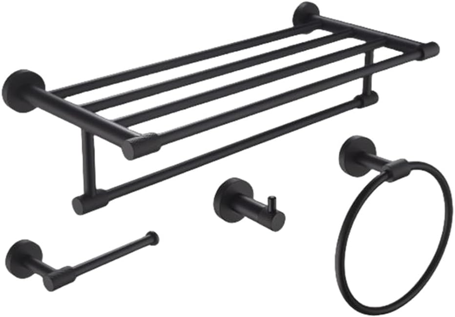 Chrome Black Brushed Gold Knurled Towel Rack Towel Bar Robe Hook Paper Holder Holder Bathroom Accessories,B,4 piece Set