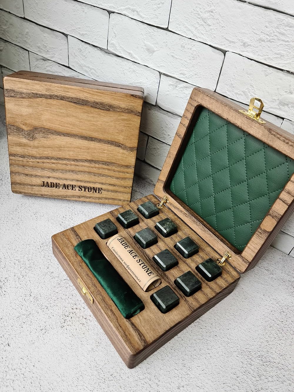 Luxury Natural Jade ice Stones for Whiskey, Ice Stones for Drinks in a Luxury Handmade Box