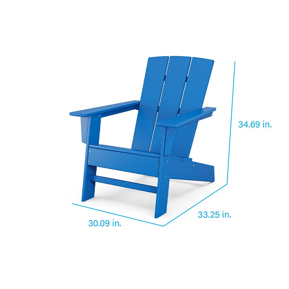 allen + roth by POLYWOOD Oakport Pacific Blue HDPE Frame Stationary Adirondack Chair with Slat Seat