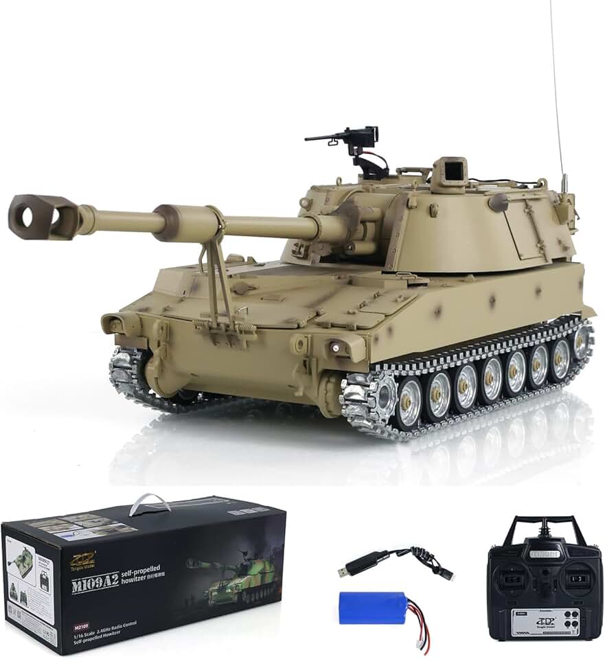 TOUCAN RC HOBBY Tongde 1/16 Scale M109A2 RC Military Tank Self-propelled Howitzer Metal Wheels