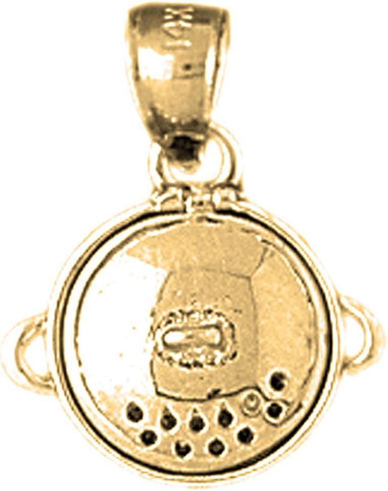 18K Yellow Gold 3D Crock Pot Pendant, Made in USA
