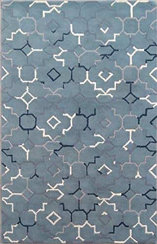 Modern Abstract Hand-Tufted Wool Area Rug, Geometric Gray, Multiple Sizes, Indoor (8 ft X 10 ft)