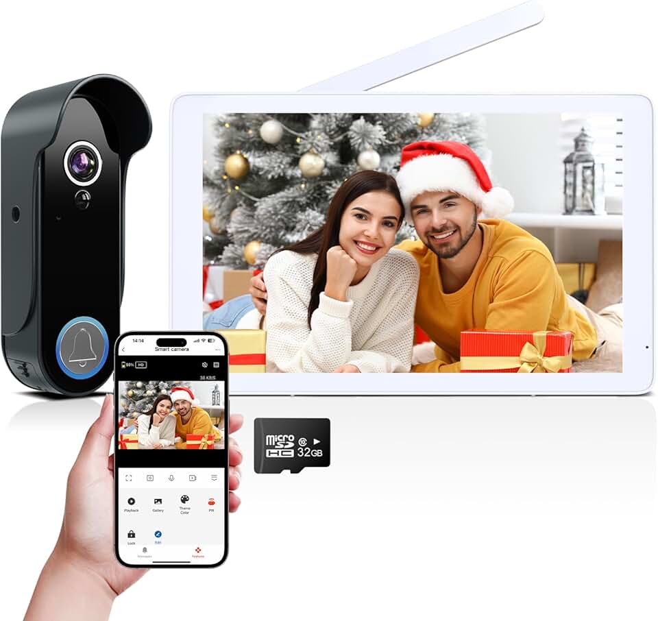 Wireless Video Intercom System Wire Free Doorbell Camera with 8