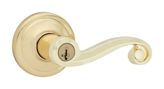 KWIKSET CORPORATIONKwikset SmartKey Lido Polished Brass Entry Lockset KW1 1-3/4 in.