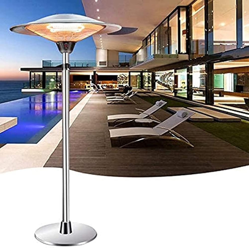NaoSIn-Ni Stainless Steel Patio Heater, Floorstanding Electric Outdoor Heater, Outdoor Infrared Heater, Height Adjustable IP44 Waterproof, for Patio Garage
