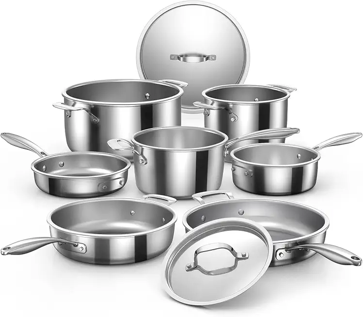 Stainless Steel 9-Piece Pro-Smart Cookware Set, Space Saving Nestable Design, Heavy-Duty Tri-Ply, Dishwasher & Oven Safe, Ergonomic Stay-Cool Handles, Induction-Ready & Works on All Cooktops