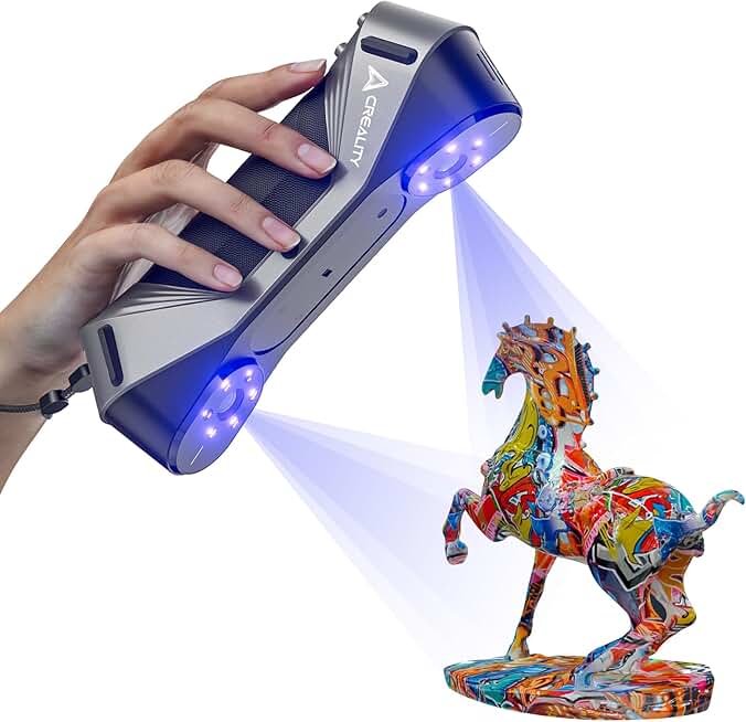Creality 3D Scanner CR-Scan Raptor for 3D Printing, 60fps Multiple-line Blue & NIR Consumer Handheld Scanner 0.02mm Accuracy, Anti-Shake Tracking, 24-Bit Fast Full-Color Scanning for Windows macOS
